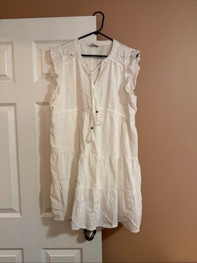 Sonoma Cream Sleeveless Tiered Mini Dress with Tassel Tie